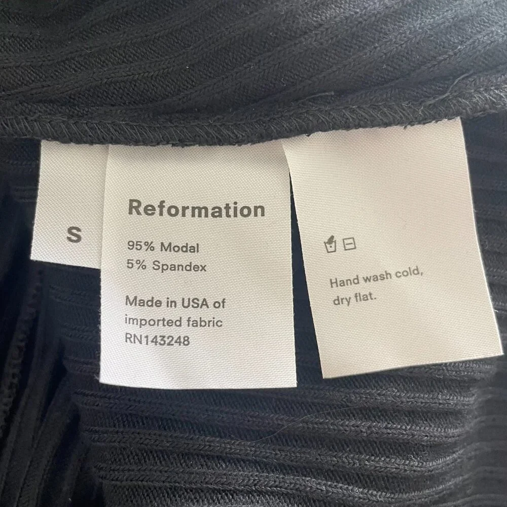 Reformation Ribbed Button Down Knit Midi Casey Dress in black - Picture 8 of 13